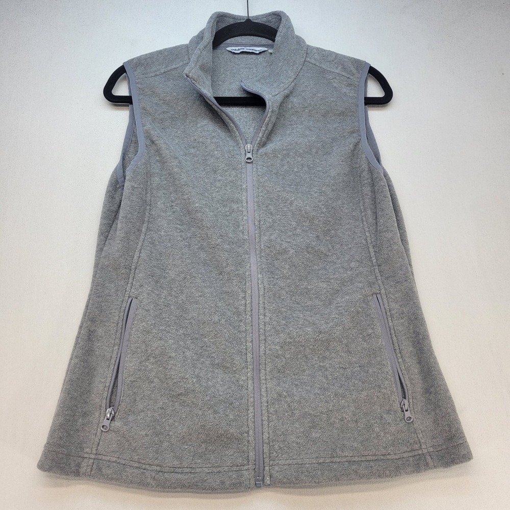 Outdoor Ventures Fleece Vest Mens Medium Gray Outdoor Hiking Full Zip Layering